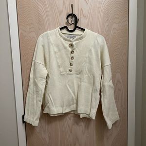 Madewell Texture & Thread Seamed Henley in Cream